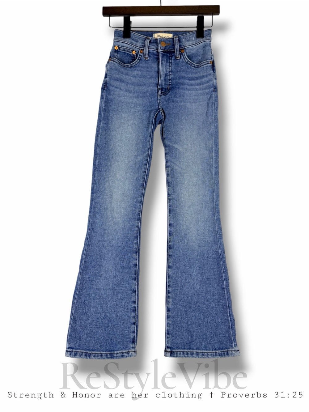 MADEWELL Women’s Size 23 Denim Jeans Mid Ride Kick Out Style Jean Stretch